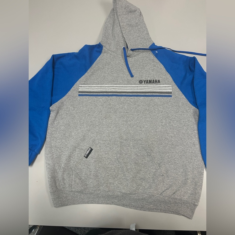 VTG Yamaha Racing Hoodie Sweatshirt Mens 2XL Blue/Gray Moto Motocross Grunge y2k